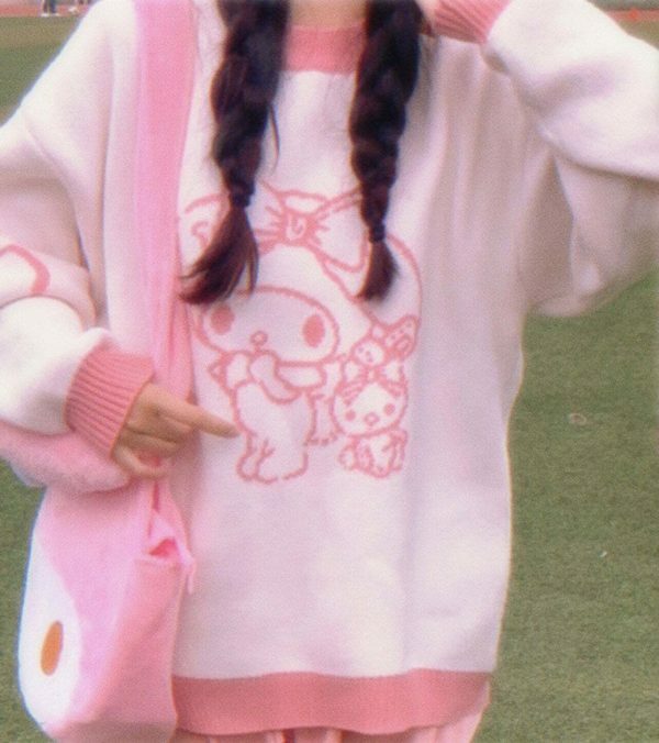 Y2K Sanrio Aesthetic Sweater with Cinamaroll and MyMelody