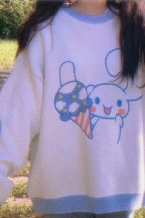 Y2K Sanrio Aesthetic Sweater with Cinamaroll and MyMelody