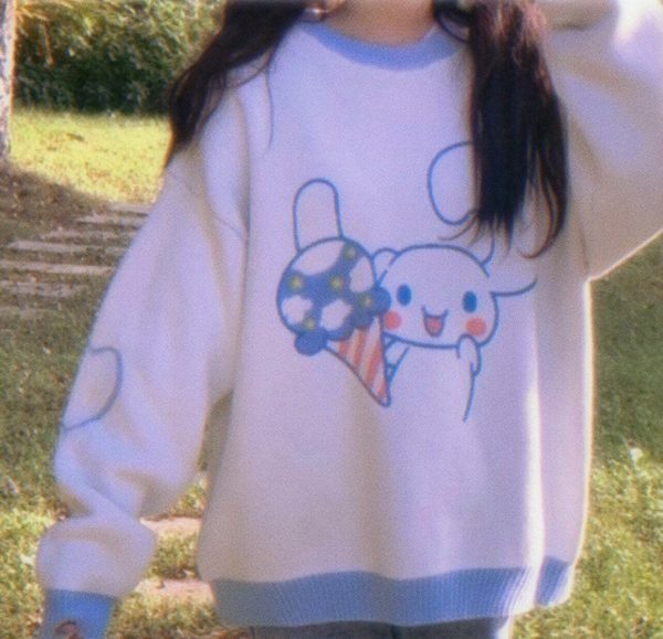 Y2K Sanrio Aesthetic Sweater with Cinamaroll and MyMelody