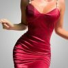 Y2K Satin Bodycon Dress with Spaghetti Straps for Women's Night Out