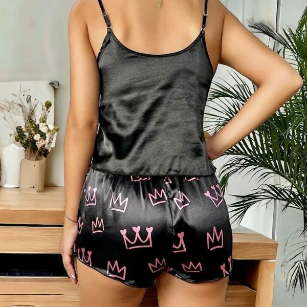 Y2K Satin Cami and Shorts Set - Women's Streetwear Sleepwear, Soft 2-Piece Nightwear