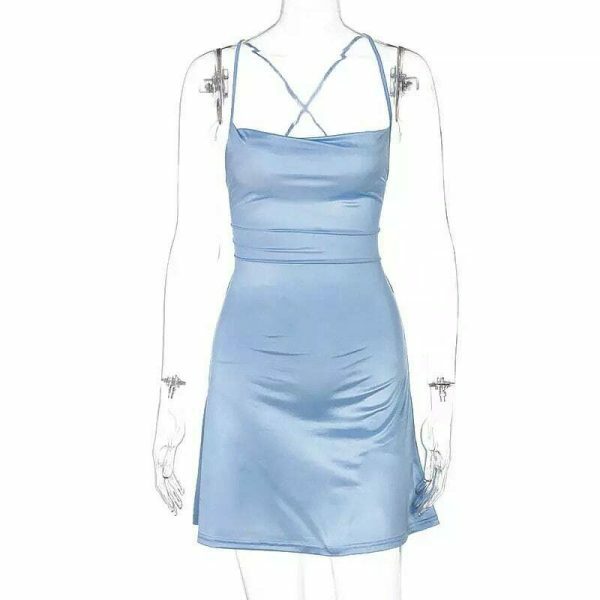 Y2K Satin Lace-Up Corset Streetwear Dress