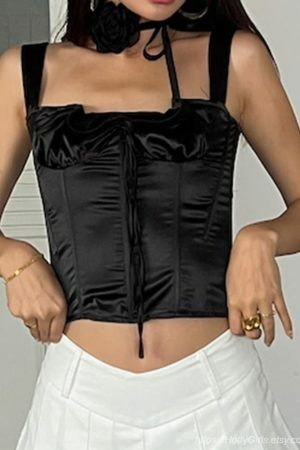 Y2K Satin Sweet Tank Top - Streetwear Crop Aesthetic