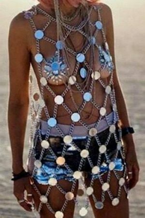 Y2K Sequin Body Chain: Sexy Bikini Lingerie for Women - Streetwear Jewelry to Shine at Rave Festivals & Nightclubs