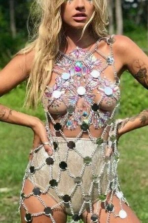 Y2K Sequin Body Chain: Sexy Bikini Lingerie for Women - Streetwear Jewelry to Shine at Rave Festivals & Nightclubs