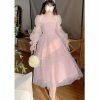 Y2K Sequin Princess Prom Party Cottagecore Pink Midi Vintage Sweet Dress