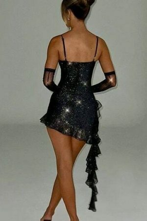 Y2K Sequin Sparkle Strapless Mini Dress: Sexy Off-Shoulder & Backless Design - Perfect for Club Parties