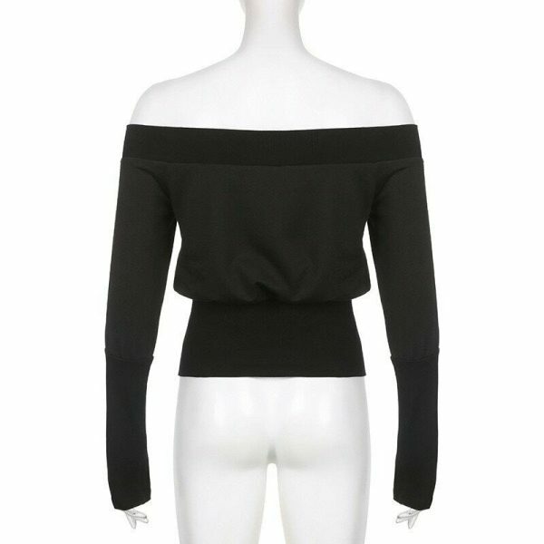 Y2K Sexy Open Shoulder Zipper Crop Top Jacket for Women - Retro Streetwear