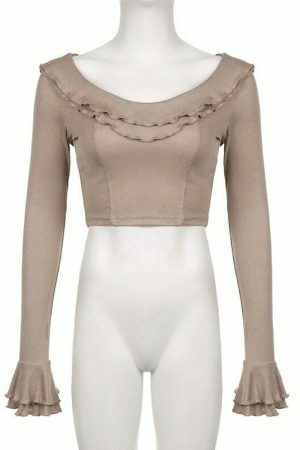 Y2K Sexy Sweet Ruffle Cropped Hoodie