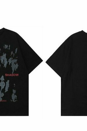 Y2K Shadow Print Streetwear T-shirt