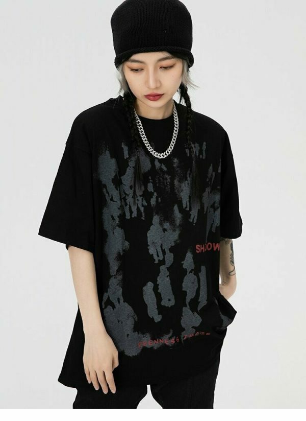 Y2K Shadow Print Streetwear T-shirt