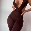 Y2K Sleeveless Double Layered Chocolate Jumpsuit