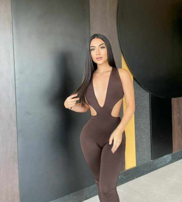 Y2K Sleeveless Double Layered Chocolate Jumpsuit