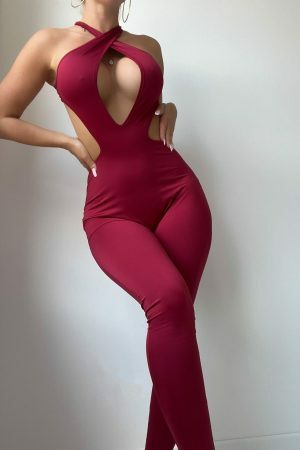 Y2K Sleeveless Double Layered Chocolate Jumpsuit