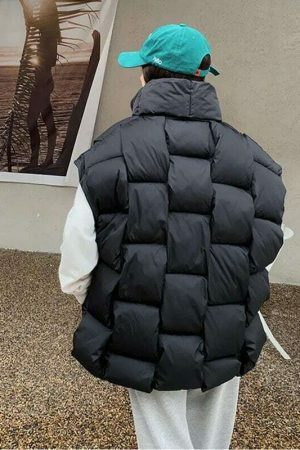 Y2K Sleeveless Puffy Jacket Women Korean Fashion Cotton Down Vest