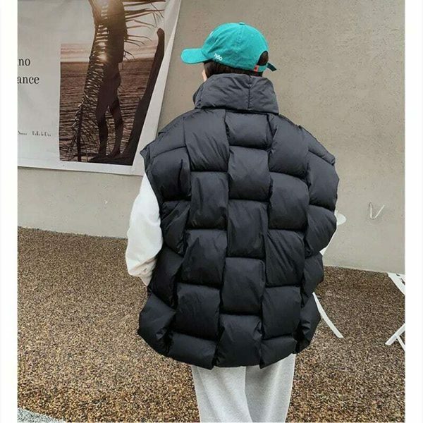 Y2K Sleeveless Puffy Jacket Women Korean Fashion Cotton Down Vest