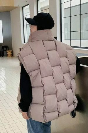 Y2K Sleeveless Puffy Jacket Women Korean Fashion Cotton Down Vest