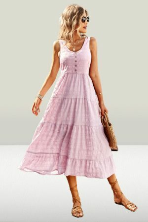 Y2K Sleeveless Summer Dress with Pockets for Women