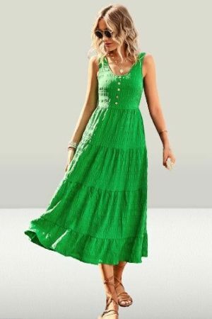 Y2K Sleeveless Summer Dress with Pockets for Women