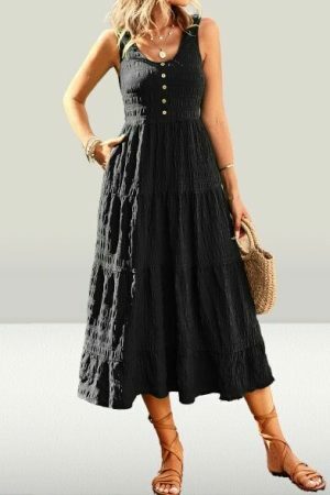 Y2K Sleeveless Summer Dress with Pockets for Women