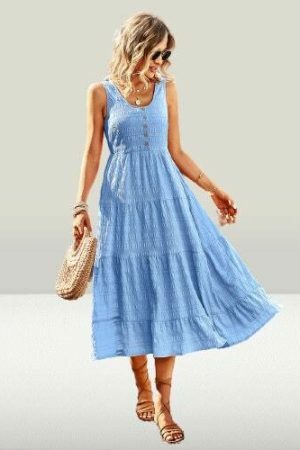 Y2K Sleeveless Summer Dress with Pockets for Women