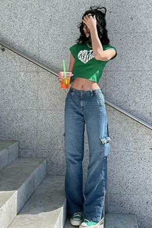 Y2K Slogan Crop Tee Streetwear Harajuku Fruit Green Fashion Letter Print Kawaii Baby Summer Slim Fit