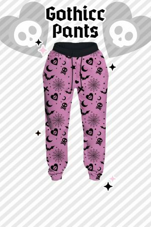 Y2K Soft Goth Sweatpants with Skully Yami Kawaii Aesthetic