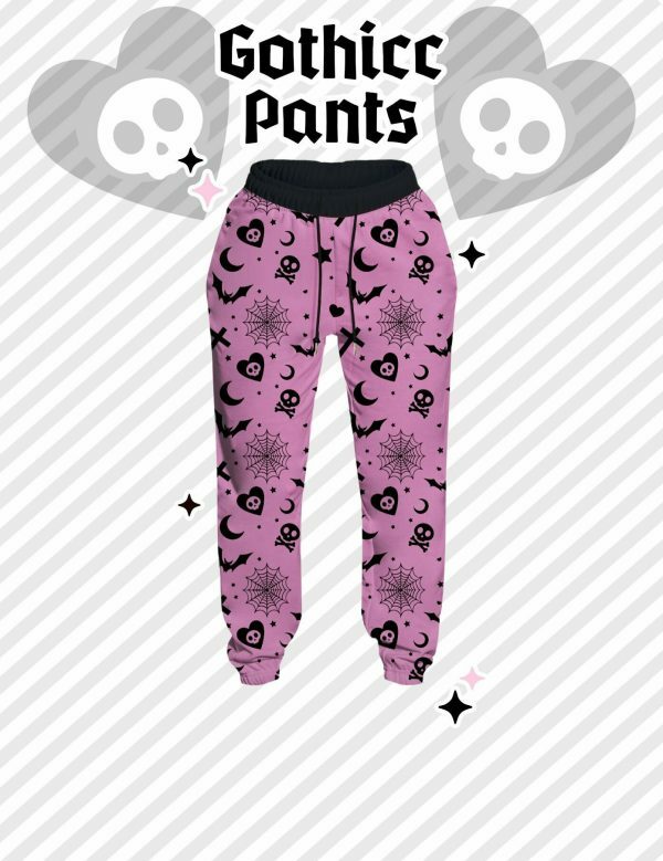 Y2K Soft Goth Sweatpants with Skully Yami Kawaii Aesthetic