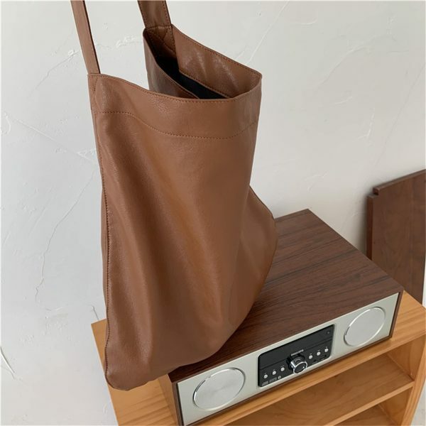 Y2K Soft Leather Shoulder Purse Bag for Women - Streetwear Tote Handbag