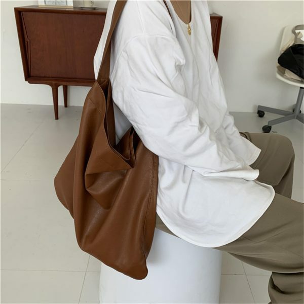 Y2K Soft Leather Shoulder Purse Bag for Women - Streetwear Tote Handbag