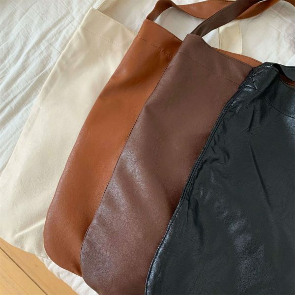 Y2K Soft Leather Shoulder Purse Bag for Women - Streetwear Tote Handbag