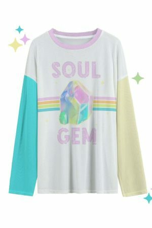 Y2K Soul Gem Mesh Long Sleeve Streetwear Top