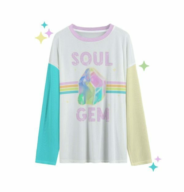 Y2K Soul Gem Mesh Long Sleeve Streetwear Top