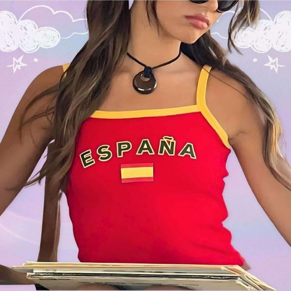 Y2K Spain Angel Baby Tank Top - 90s 2000s Aesthetic, España Shirt