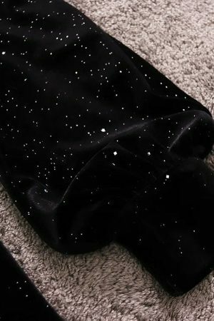 Y2K Sparkly Velvet Winter Prom Dress - Streetwear Vintage A-Line Mini Long Sleeve Party Dress