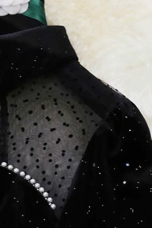 Y2K Sparkly Velvet Winter Prom Dress - Streetwear Vintage A-Line Mini Long Sleeve Party Dress