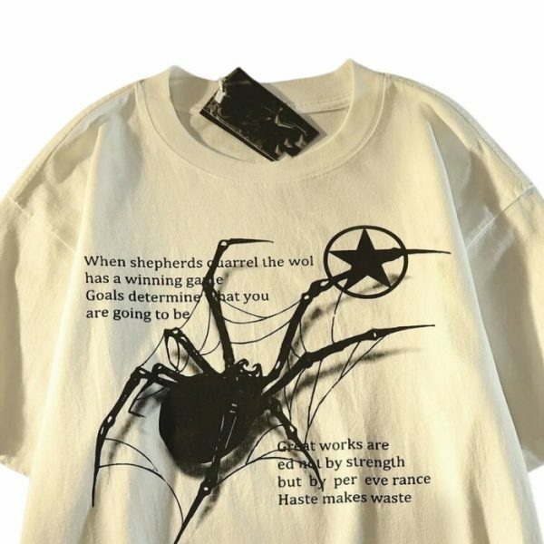 Y2K Spider Graphic Print T-Shirt for Streetwear and Harajuku Fashion