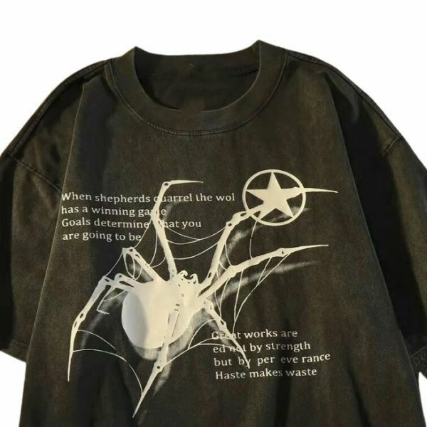 Y2K Spider Graphic Print T-Shirt for Streetwear and Harajuku Fashion