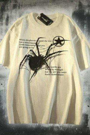 Y2K Spider Print Streetwear T-Shirt - Grunge Goth Harajuku Aesthetic