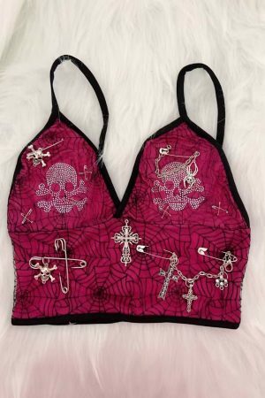 Y2K Spider Web Bustier Top - Streetwear Aesthetic