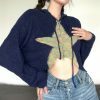 Y2K Star Drawstring Hooded Knitted Cardigan - Women's Long Sleeve Streetwear Sweater