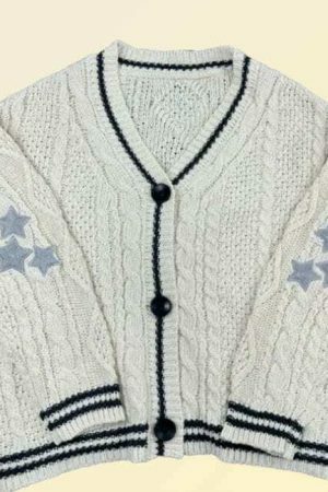 Y2K Star Embroidery Oversized Knitted Cardigan