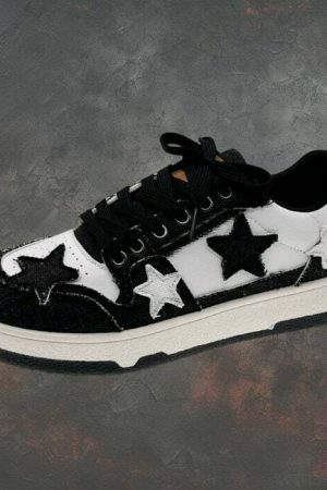 Y2K Star Embroidery Patchwork Sneakers for Korean Streetwear