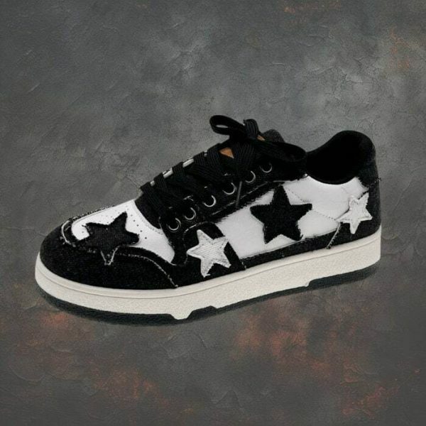 Y2K Star Embroidery Patchwork Sneakers for Korean Streetwear