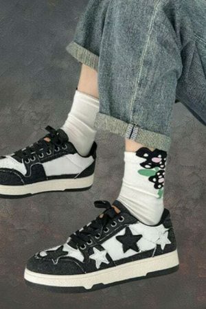 Y2K Star Embroidery Patchwork Sneakers for Korean Streetwear