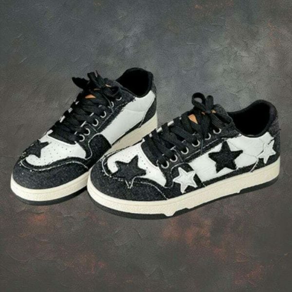 Y2K Star Embroidery Patchwork Sneakers for Korean Streetwear