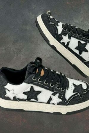 Y2K Star Embroidery Patchwork Sneakers for Korean Streetwear