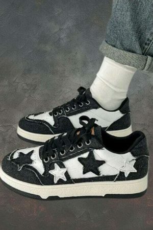 Y2K Star Embroidery Patchwork Sneakers for Korean Streetwear