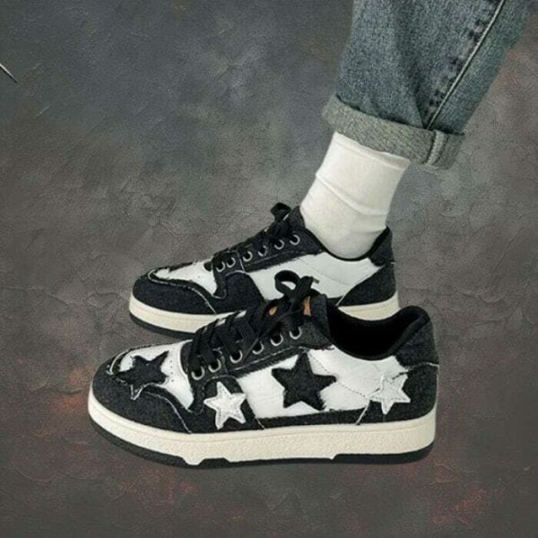 Y2K Star Embroidery Patchwork Sneakers for Korean Streetwear