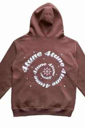 Y2K Star Letter Print Gothic Hoodie Oversize Zip-Up Sweatshirt